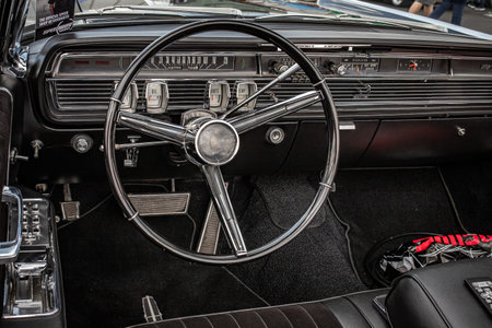 Lebanon, TN - May 14, 2022: Interior view of a 1965 Lincoln Continental convertible at a local car show.のeditorial素材