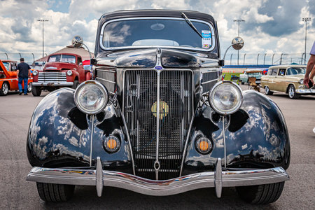 Lebanon, TN - May 14, 2022: Low perspective front view of a 1936 Ford Standard Model 48 Coupe at a local car show.のeditorial素材