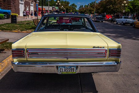 Des Moines, IA - July 03, 2022: High perspective rear view of a 1966 Plymouth Satellite Hardtop Coupe at a local car show.のeditorial素材