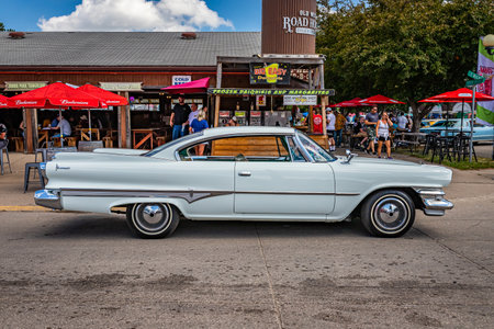 Des Moines, IA - July 03, 2022: High perspective side view of a 1960 Dodge Dart Phoenix 2 Door Hardtop at a local car show.のeditorial素材