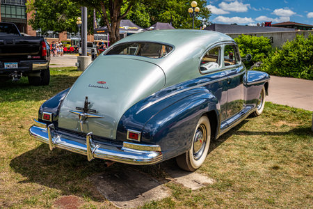 Des Moines, IA - July 03, 2022: High perspective rear corner view of a 1941 Oldsmobile Series 60 Club Coupe at a local car show.のeditorial素材