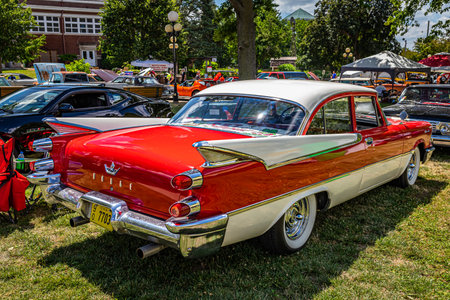 Des Moines, IA - July 03, 2022: High perspective rear corner view of a 1959 Dodge Coronet 2 Door Hardtop at a local car show.のeditorial素材