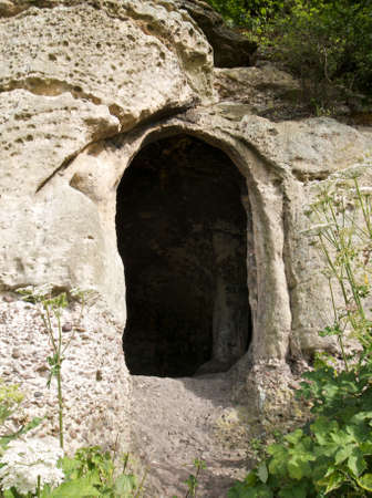 Anchor Church Caves beside the Old River Trent near Ingleby just south of Derby. U.Kの写真素材
