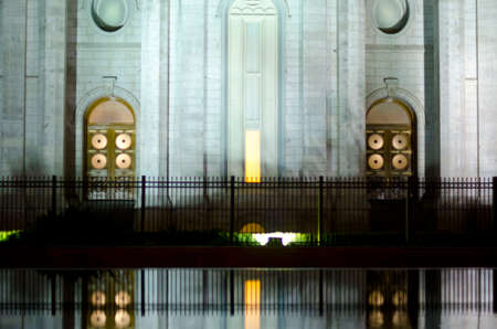 The salt lake ciy temple from across the mirror pond.の写真素材