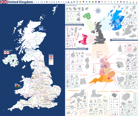 High-detailed administrative units map of United Kingdom.のイラスト素材