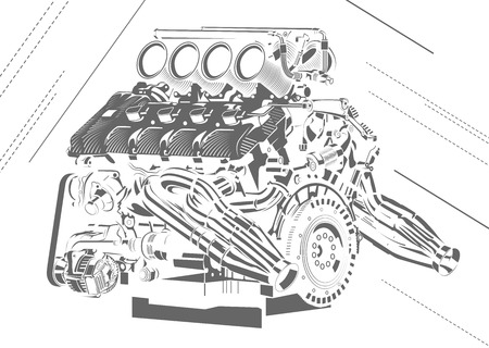 High detailed illustration of abstract engine.のイラスト素材