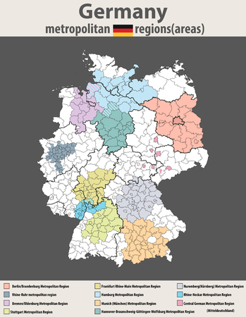 vector high detailed map of Germany metropolitan regionsのイラスト素材