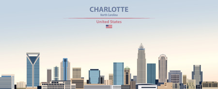 Vector Illustration of United States of America Charlotte City Skylineのイラスト素材