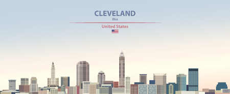 Vector illustration of the city skyline of Clevelandのイラスト素材