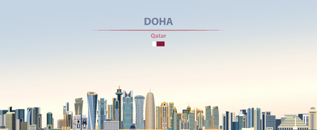 Vector illustration of Doha city skylineのイラスト素材