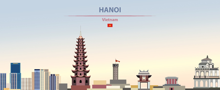 Vector illustration of a hanoi city daytime backgroundのイラスト素材