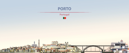 Vector illustration of Porto city skyline on colorful gradient beautiful daytime backgroundのイラスト素材