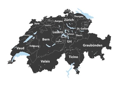 Swiss cantons detailed vector mapのイラスト素材