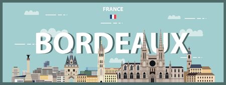 Bordeaux cityscape colorful poster. Vector illustrationのイラスト素材