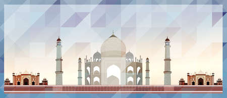 Agra skyline vector colorful poster on beautiful triangular texture backgroundのイラスト素材