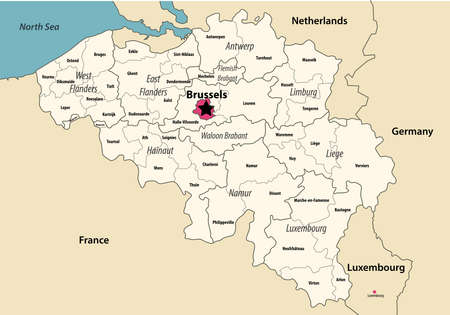 Belgium provinces vector map with neighboring countries and territoriesのイラスト素材