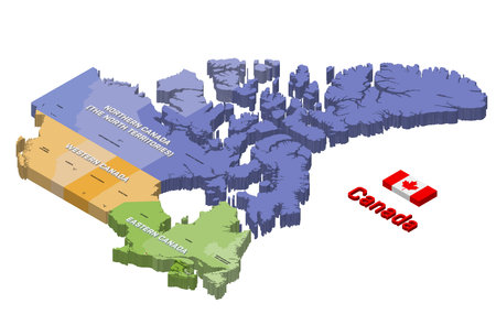 Canada states 3d (isometric) colored isolated vector map. Flag of Canadaのイラスト素材