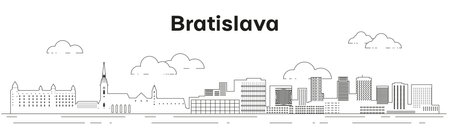 Bratislava skyline line art vector illustrationのイラスト素材