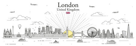 London cityscape line art vector illustrationのイラスト素材