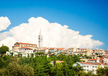 Vrsar View  Medieval Mediterranean Town in Croatia  Popular Tourist Resort of Istria at Adriatic Sea  Copy Space の写真素材