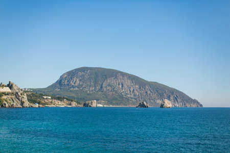 nature attraction sea mountain Crimea bear swimの写真素材