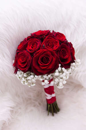 bouquet roses red wedding white backround romanticの写真素材