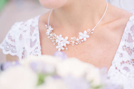 Beautiful bride. Wedding hairstyle and make up.の写真素材