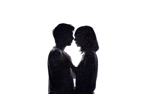 Double exposure of lovely romantic coupleの写真素材