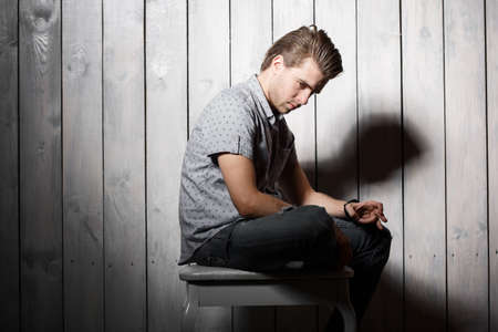 Elegant young man. Studio fashion portrait.の写真素材