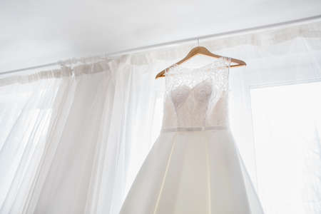 Details of the bride. dress of bride. morning of weddingの写真素材