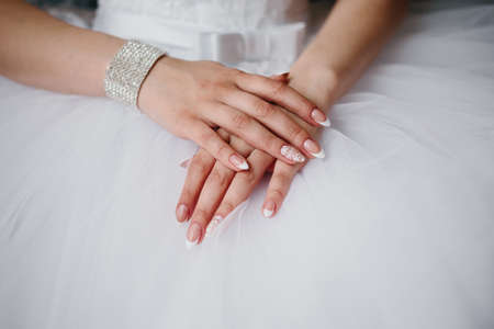 Fashion detail image of a bride wearing on her wedding day.の写真素材