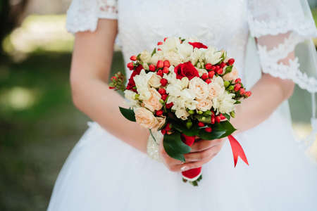 Beautiful wedding bouquet color luxury romantic backgroundの写真素材