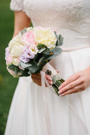 Beautiful wedding bouquet color luxury romantic backgroundの写真素材