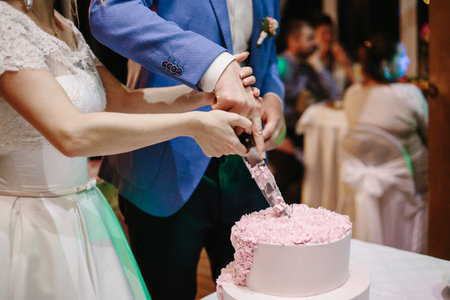 A traditional and decorative wedding cake at wedding reception