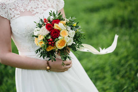 Beautiful wedding bouquet color luxury romantic backgroundの写真素材