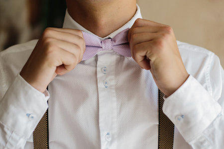 Fashion detail image of a groom wearing on his wedding dayの写真素材