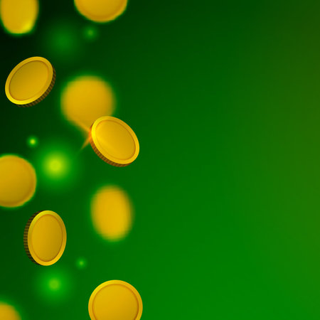 Falling gold coins background. Vector shine illustration.のイラスト素材
