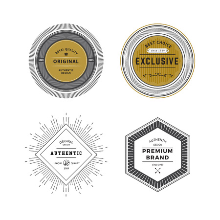 Grunge Vintage Premium Labels Set. Vector Retro Design Elements for Business Signs, icon, Identity Elements, Badges, Frames, Borders.のイラスト素材