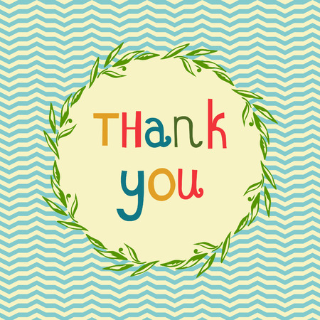 thank you phrase in a frame of leavesのイラスト素材