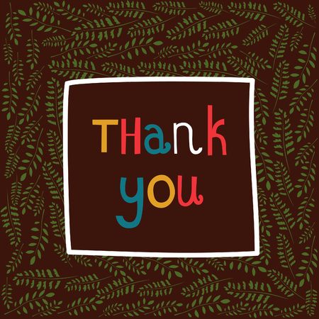 Colorful thank you phrase in a frame of branchesのイラスト素材