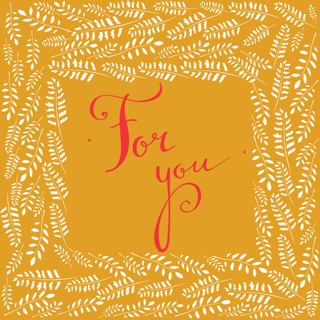 Red for you phrase in a frame of branches. Orange vector illustrationのイラスト素材