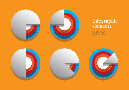 Orange vector pie charts set for your infographicsのイラスト素材