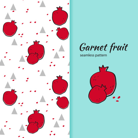 Hand drawn garnets and triangles. Vector seamless patternのイラスト素材