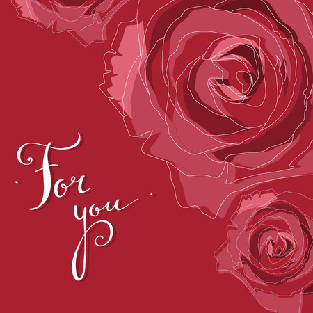 vector rose background with hand drawn textのイラスト素材