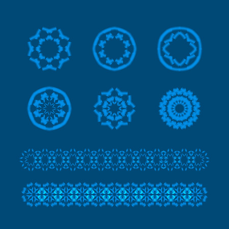 abstract vector neon snowflakes and ornaments setのイラスト素材