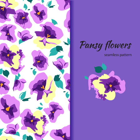 Vector floral pansy seamless pattern. Random background with flowersのイラスト素材