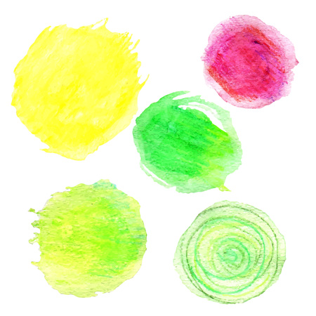 Vectorized watercolor dots. Abstract colorful design elementsのイラスト素材