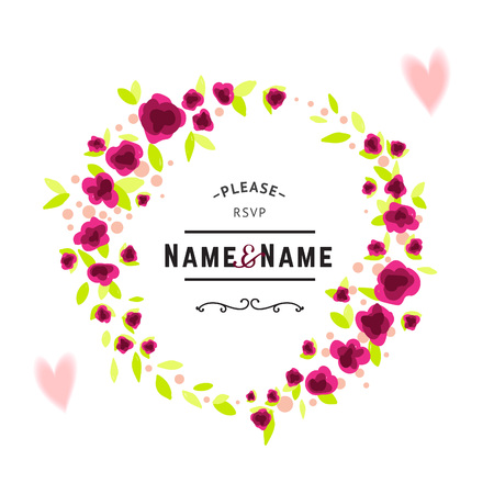 Wreath of flowers. Abstract floral illustration for cards, banners and invitationsのイラスト素材