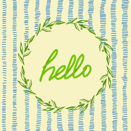 Hello phrase with nature frame. Vector quoteのイラスト素材