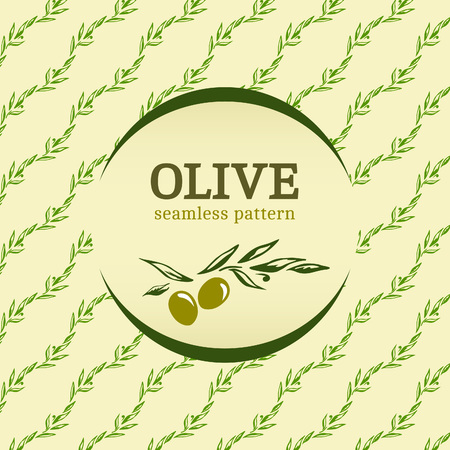 Seamless pattern with leaves and olives. Vector package conceptのイラスト素材